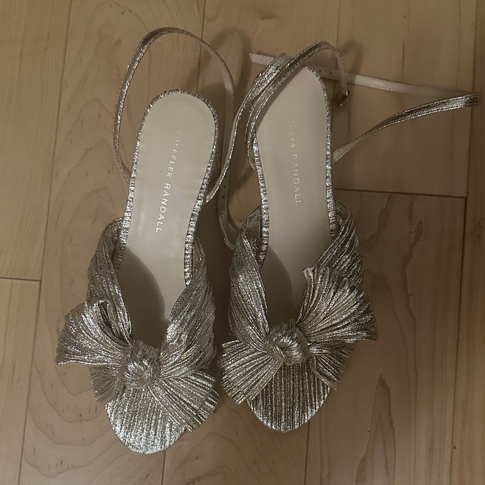 Loeffler Randall Metallic Gold Heels with Bow